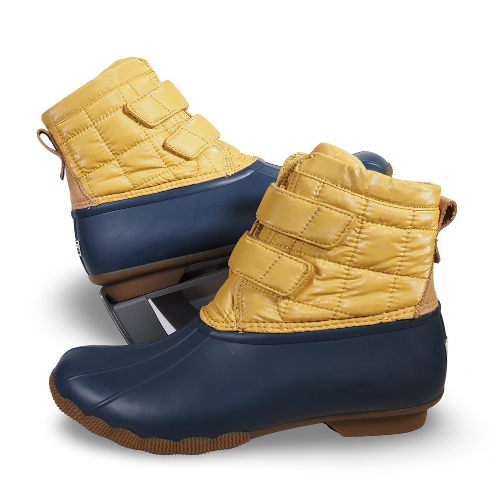 Sperry Saltwater Jetty Women 11M Duck Boots Navy Mustard Thinsulate STS82222
